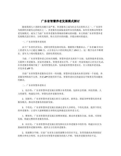 广东省智慧养老发展模式探讨