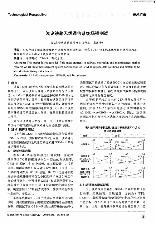 浅论铁路无线通信系统场强测试