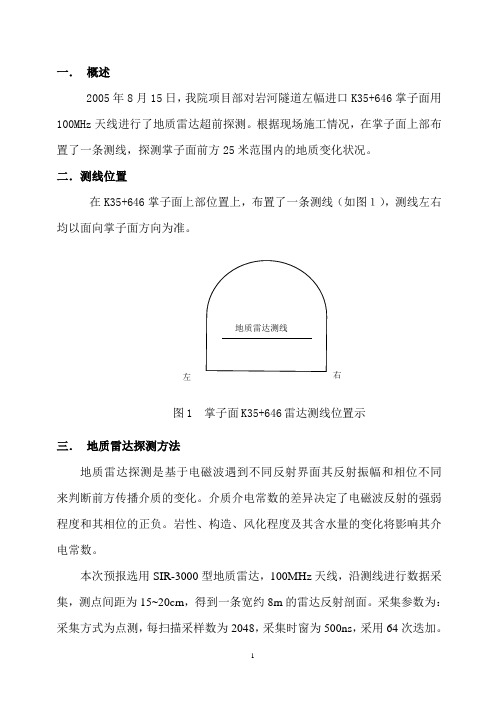 地质雷达SIR-3000超前预报资料