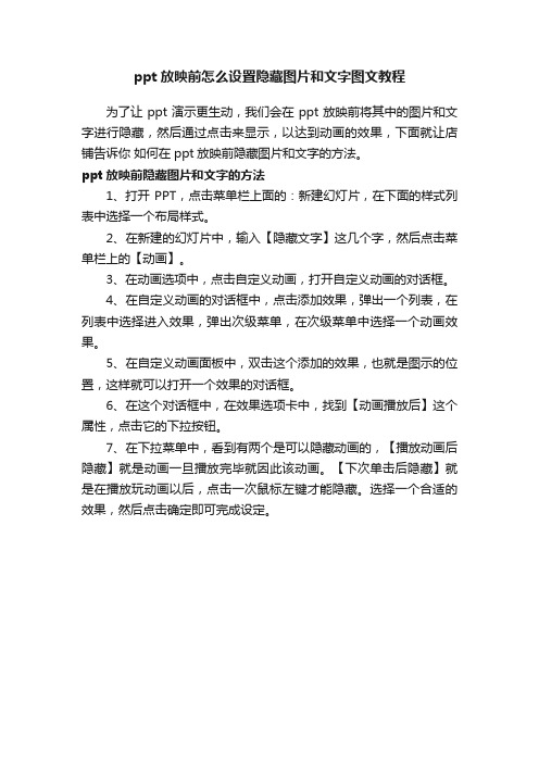 ppt放映前怎么设置隐藏图片和文字图文教程