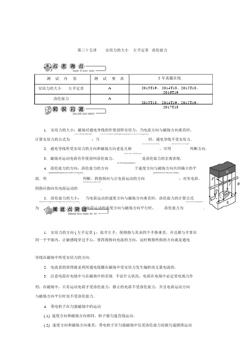 2019年物理高考复习练习：选修3-1第35讲安培力的大小左手定则洛伦兹力Word版含答案