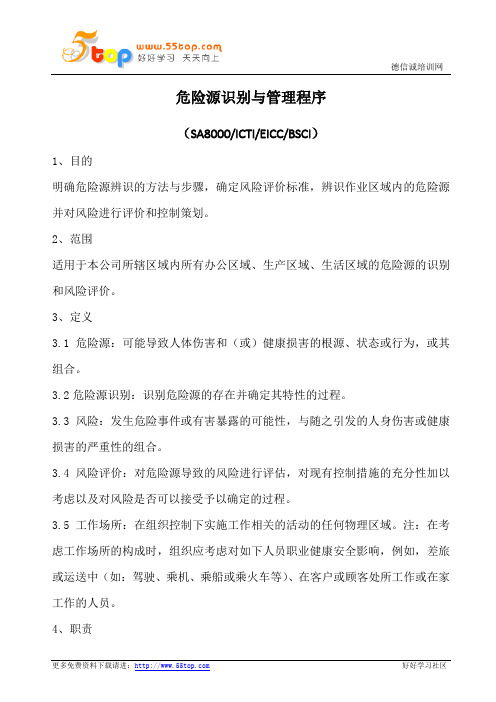 危险源识别与管理程序(含表格)