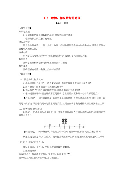 七年级数学上册 1.2 数轴、相反数与绝对值教案 (新版)湘教版(1)