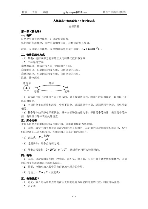 人教版高中物理选修知识点——第一章《静电场》