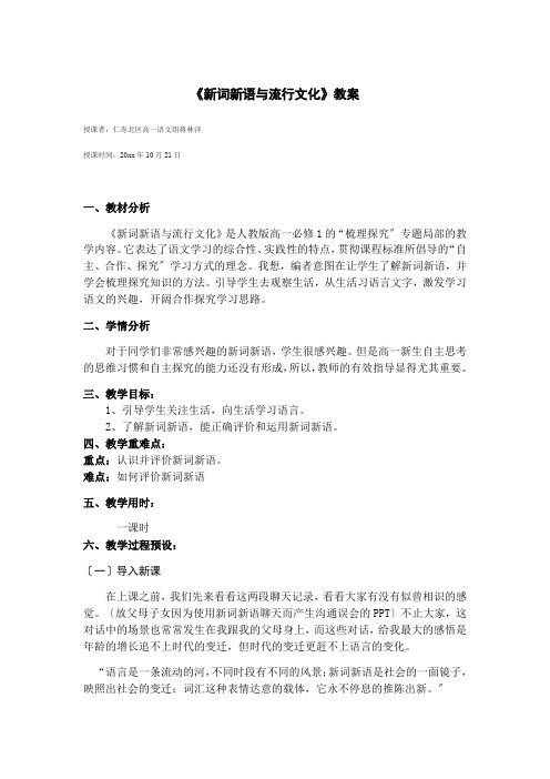 高中语文新词新语与流行文化教案 (1)