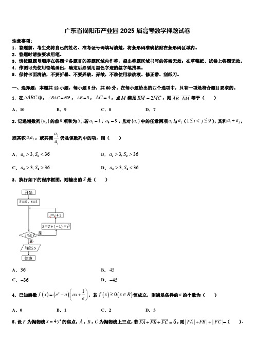 广东省揭阳市产业园2025届高考数学押题试卷含解析