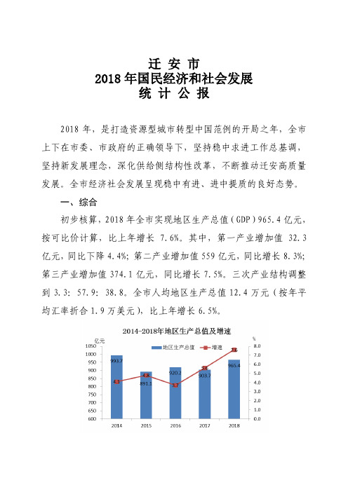 迁安市2018年国民经济和社会发展