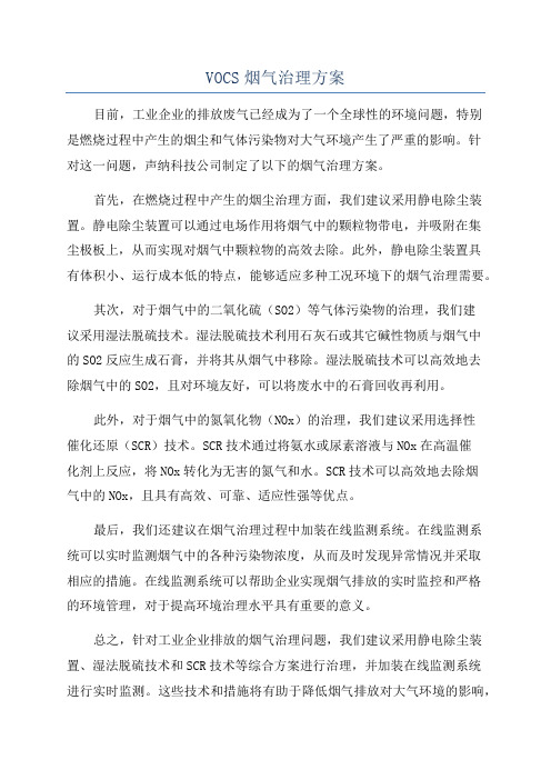 VOCS烟气治理方案