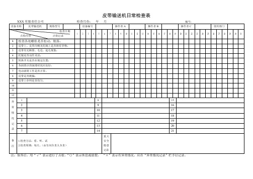 皮带输送机日常检查表