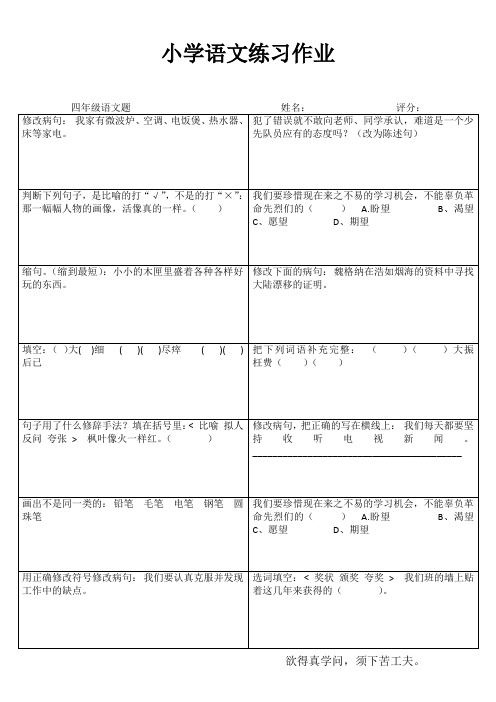 小学四年级语文提优训练IV (98)