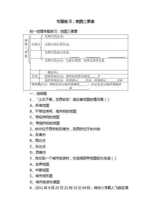 专题练习：地图三要素