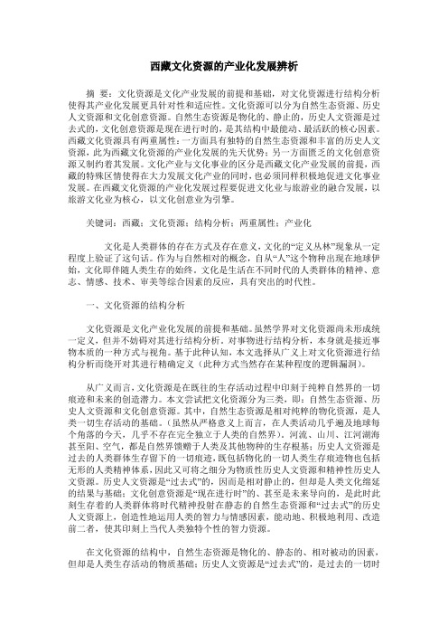 西藏文化资源的产业化发展辨析