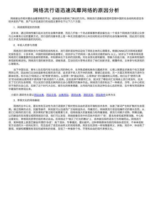 网络流行语迅速风靡网络的原因分析