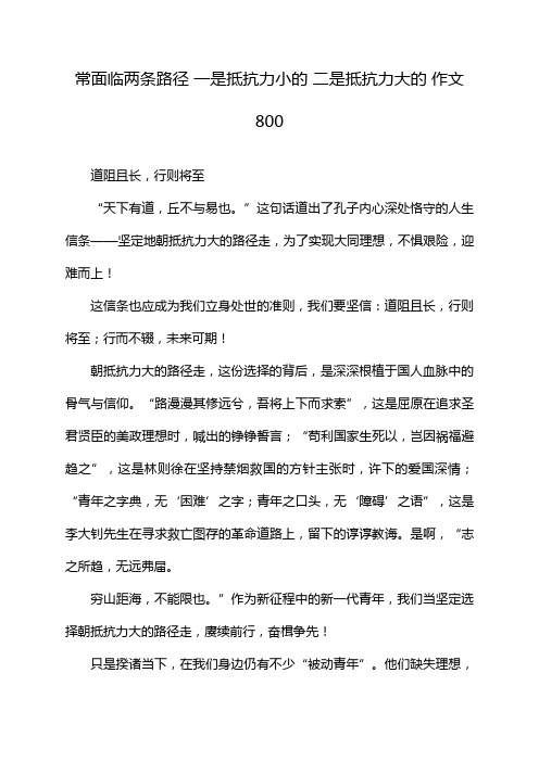 常面临两条路径 一是抵抗力小的 二是抵抗力大的 作文800