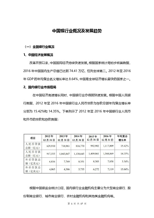 中国银行业概况及发展趋势