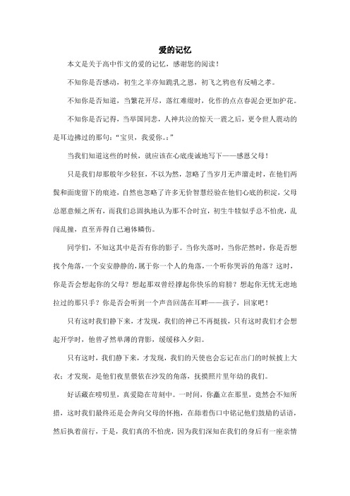 爱的记忆_高中作文