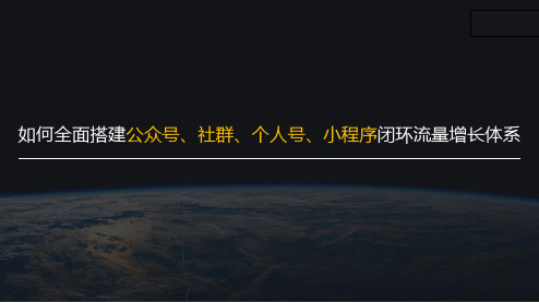 大头--如何全面搭建公众号、社群、个人号、小程序闭环流量增长体系