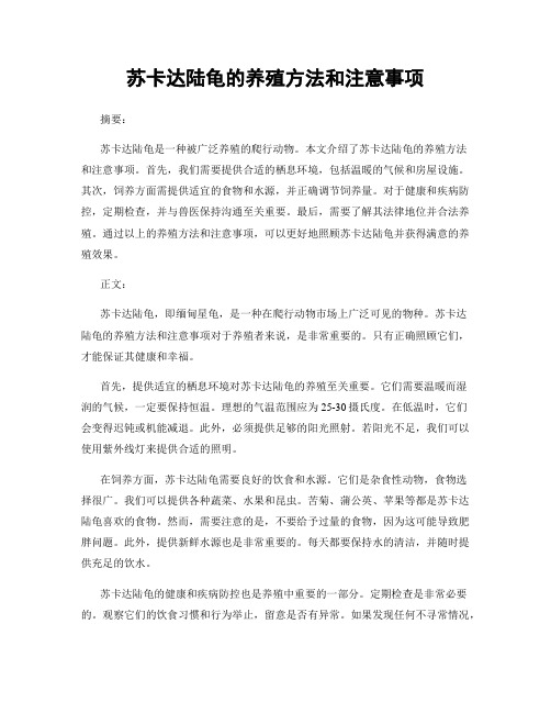 苏卡达陆龟的养殖方法和注意事项