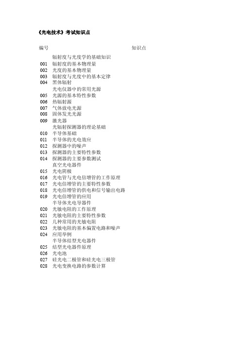 光电技术考试知识点