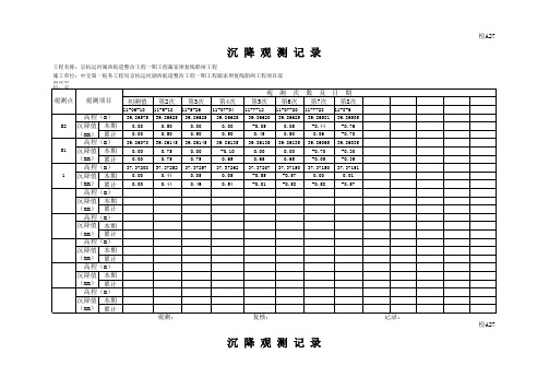 沉降观测(参考表)