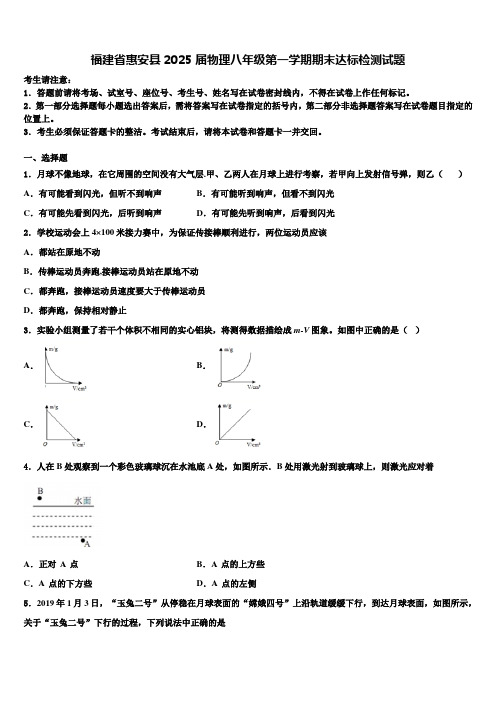 福建省惠安县2025届物理八年级第一学期期末达标检测试题含解析