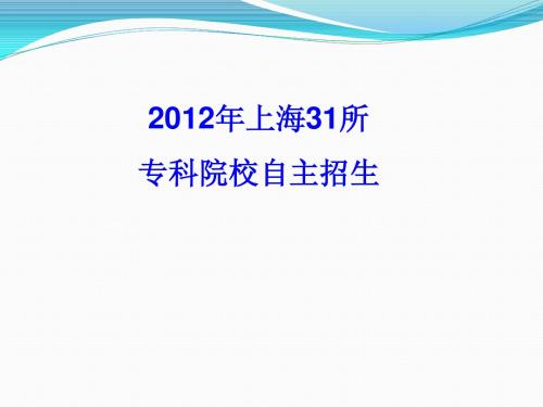 2012年31所专科院校自主招生