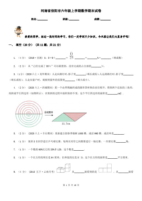 河南省信阳市六年级上学期数学期末试卷