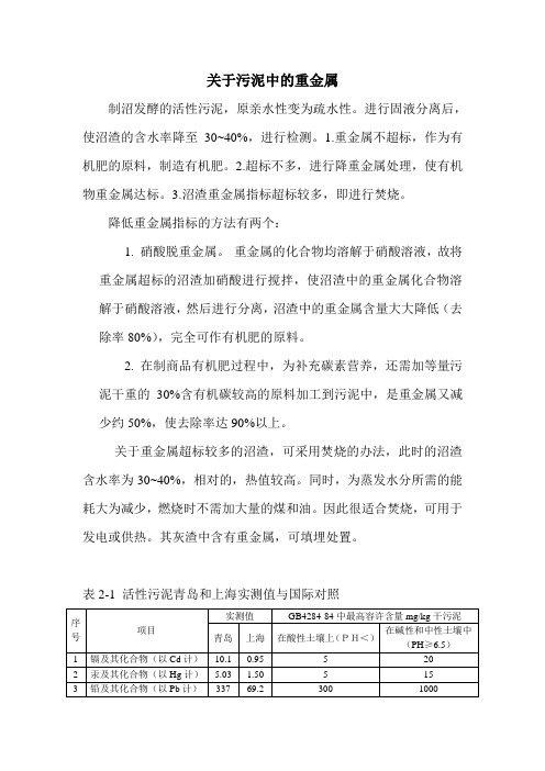 关于污泥中的重金属