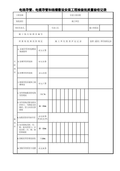 电线电缆导管和线槽敷设安装工程检验批质量验收记录