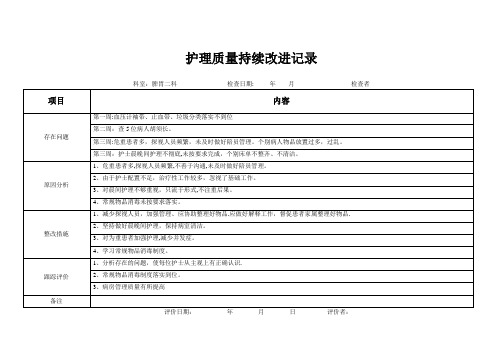 护理质量持续改进记录