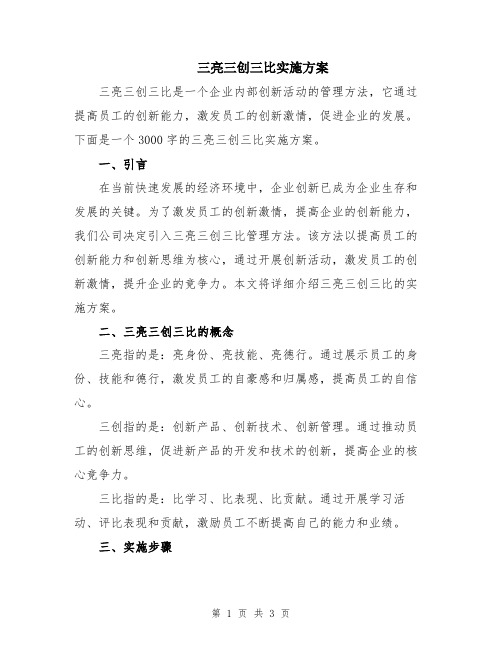 三亮三创三比实施方案