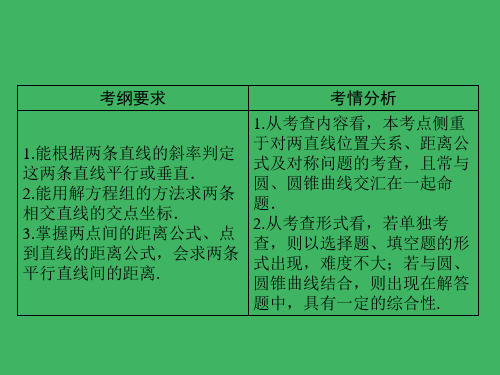 两直线的位置关系及距离公式