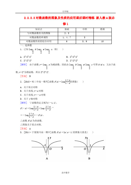 人教版数学高一-15-16高中数学必修1课后练  .2对数函数的图象及性质的应用