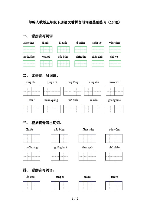 部编人教版五年级下册语文看拼音写词语基础练习(15道)