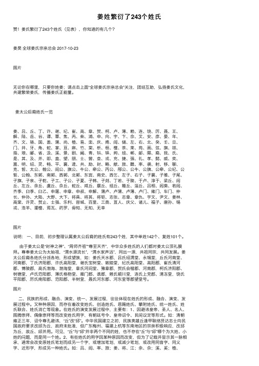 姜姓繁衍了243个姓氏