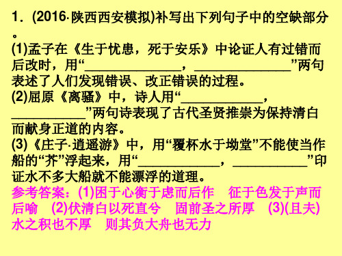 2017高考新课标卷考前最新古诗文情景默写最新精选练习