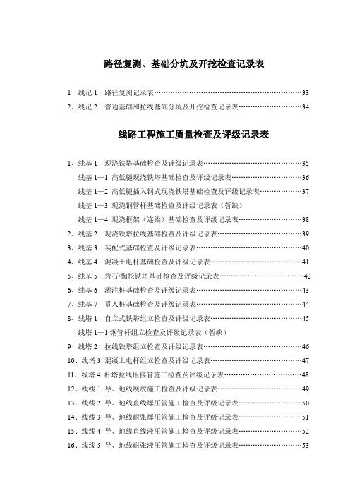 电力线路工程施工质量检查及评级记录表