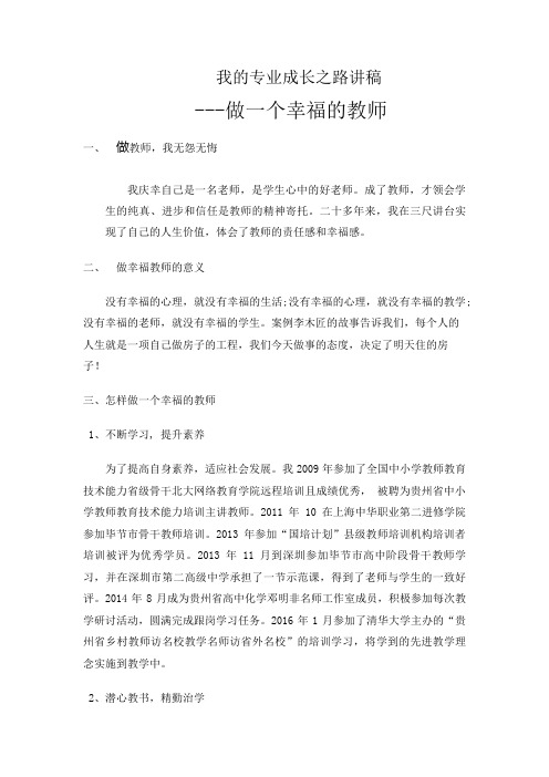 我的专业成长之路讲稿