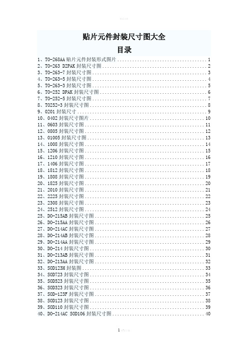 贴片元件封装尺寸图大全-含目录索引