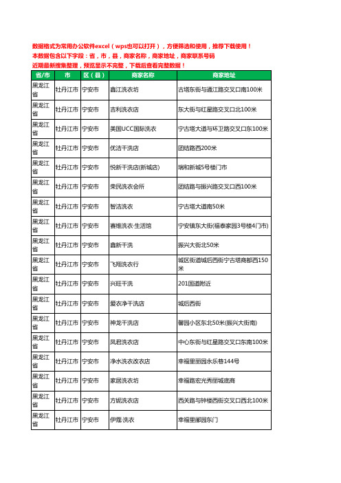 新版黑龙江省牡丹江市宁安市洗衣店工商企业公司名录名单黄页大全27家