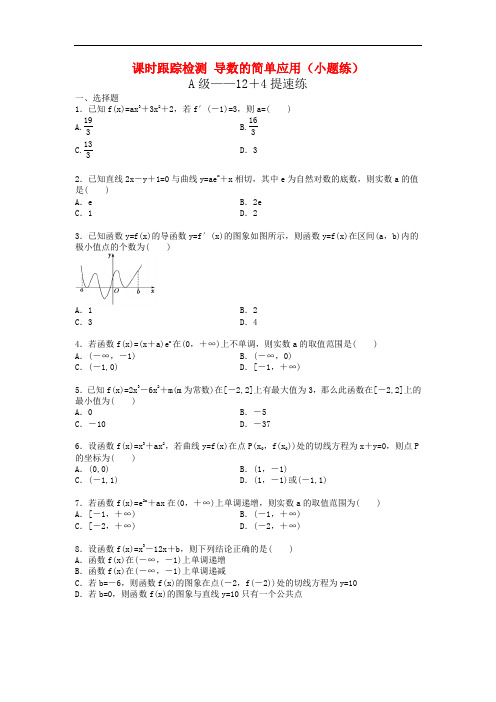 2021年高考数学二轮复习课时跟踪检测 19导数的简单应用小题练 理数 学生版