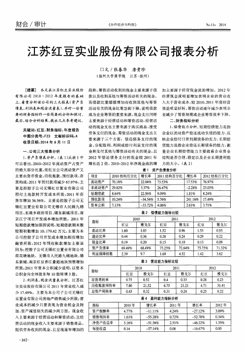 江苏红豆实业股份有限公司报表分析