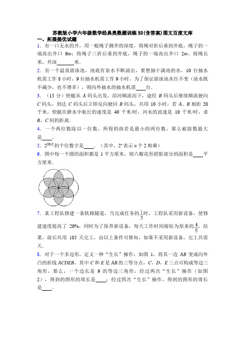 苏教版小学六年级数学经典奥数题训练50(含答案)图文百度文库