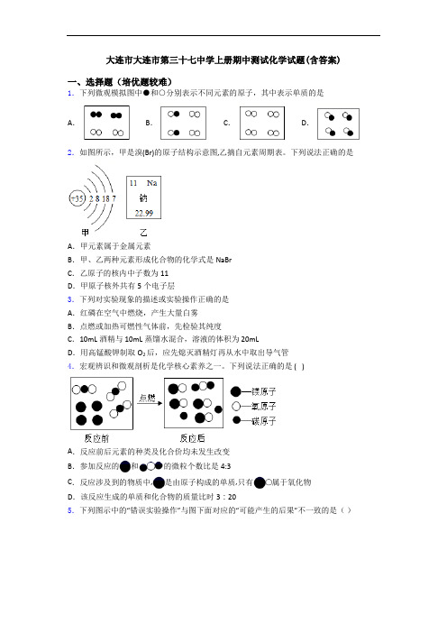 大连市大连市第三十七中学上册期中测试初三化学试题(含答案)