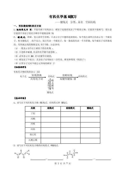 有机物键线式、命名、空间构型