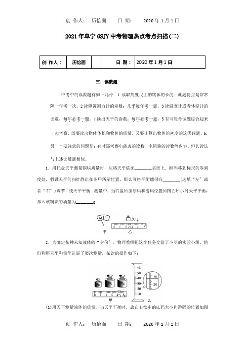 中考物理热点考点二读数题试题