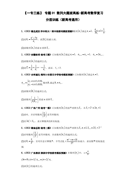 专题01 数列大题拔高练(原卷版)