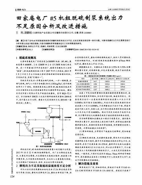 田家庵电厂#5机组脱硫制浆系统出力不足原因分析及改进措施