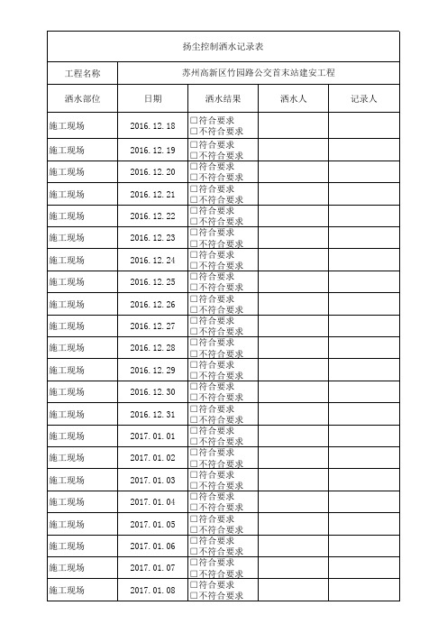 扬尘控制洒水记录表 