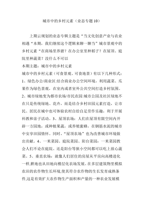 城市中的乡村元素(业态专题10)